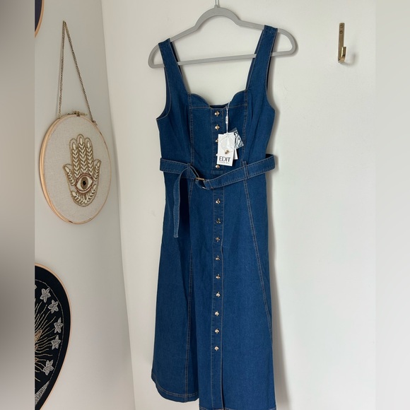 Jason Wu EDIT corset Denim midi flare button up Dress - Picture 1 of 8